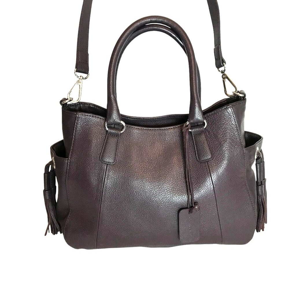 Clarks Lavender Leather Shoulder Bag Top Handles & Removable Strap Plum